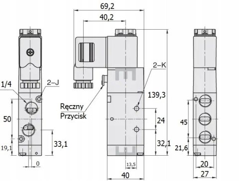 Elektrozawór Flowmatik 5/3 1/4 centralnie zamknięty