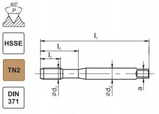 Gwintownik maszynowy skrętny 800X M10 6H DIN-371 C HSSE TN