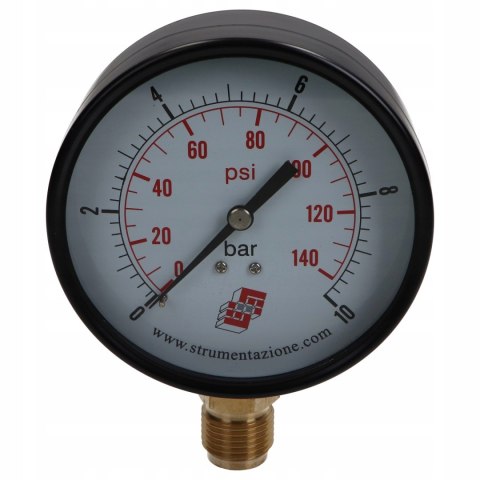 Manometr radialny 0-10 bar, G 1/2, średnica 100 mm