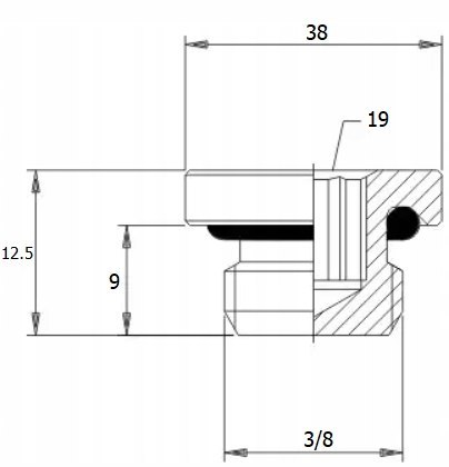 Mosiężny niklowany korek z oringiem, G3/8z, 3015