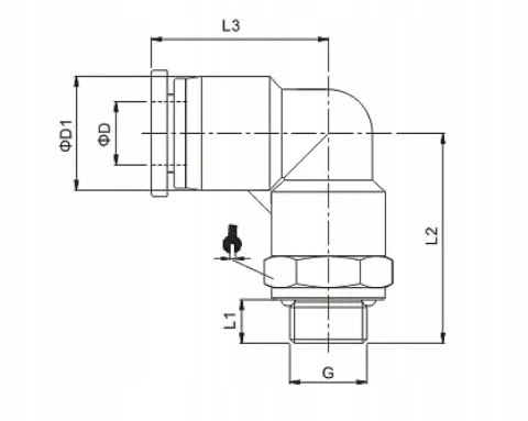 ZŁĄCZKA AUTO KĄTOWA wtykowa 10 - 3/8 GZ kolanko 10mm