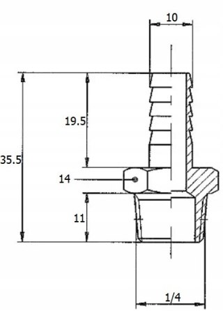 ZŁĄCZKA DO WĘŻA 10 - 1/4 przyłączka CHOINKA 10mm