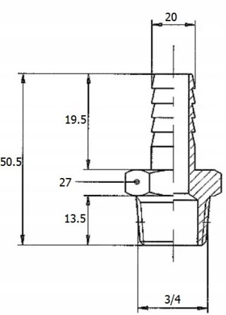 ZŁĄCZKA DO WĘŻA 20 - 3/4 przyłączka CHOINKA 20mm