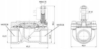 Zawór elektromagnetyczny membranowy 2/2 NC G 1/2 NBR DN14