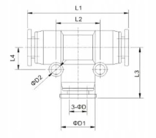 Złączka trójnik wtykowy T 12-12-12 mm