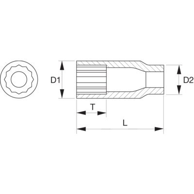 BAHCO Nasadka 1/2" 12-kątna 10 mm wydłużona BAHCO