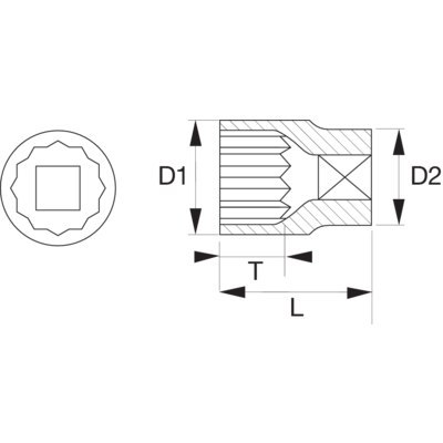 BAHCO Nasadka 1/4" 12-kątna 3/16" cienkościenna BAHCO