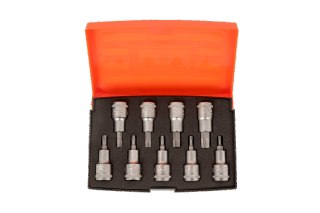 BAHCO Zestaw nasadek 1/2" z końcówkami TORX 9 szt.: T20, T25, T27, T30, T40, T45, T50, T55, T60 BAHCO