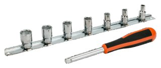 BAHCO Zestaw nasadek sześciokątnych 1/4" na szynie RAIL-187, 7 szt. BAHCO