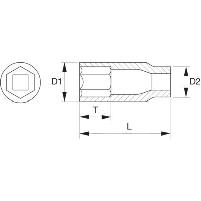 BAHCO Nasadka 1/2" 6-kątna 28 mm wydłużona BAHCO