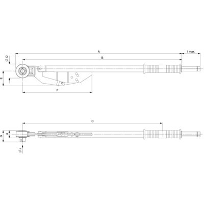 BAHCO Klucz dynamometryczny 120-600 Nm, ze stałą grzechotką 3/4-1" 76R3-600 BAHCO