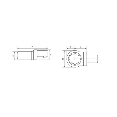 BAHCO Końcówka wtykowa 9x12 mm oczkowa 1/2" BAHCO