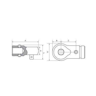 BAHCO Zabierak kwadratowy stały 3/4 cala, złącze okrągłe 22 mm BAHCO