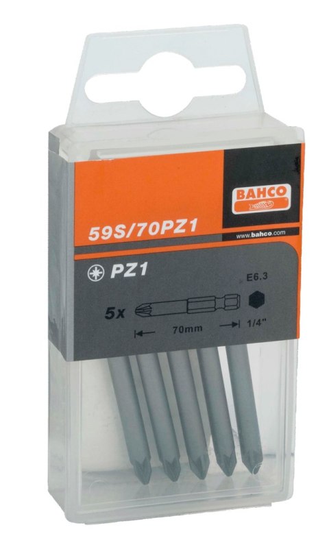 BAHCO Bit 1/4" PZ1x70 mm, 5 szt. BAHCO