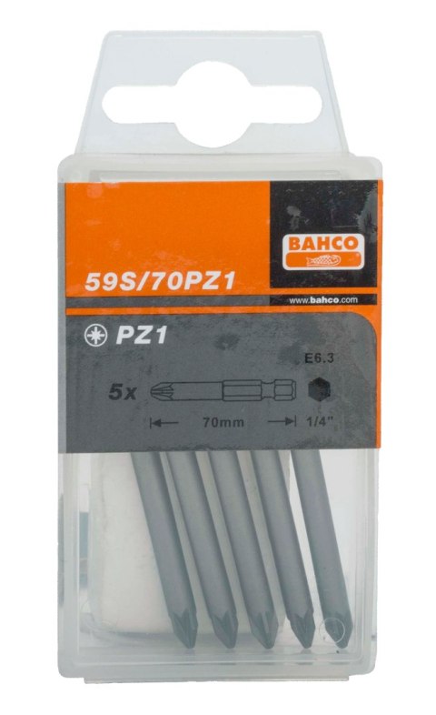 BAHCO Bit 1/4" PZ1x70 mm, 5 szt. BAHCO