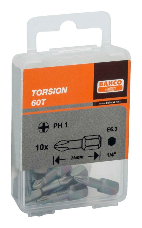 BAHCO Bit 1/4" Torsion PH1x25 mm, 10 szt. BAHCO