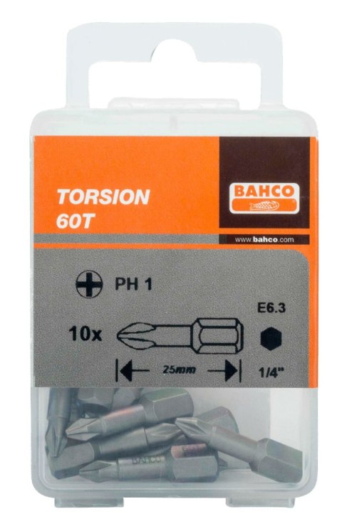 BAHCO Bit 1/4" Torsion PH1x25 mm, 10 szt. BAHCO