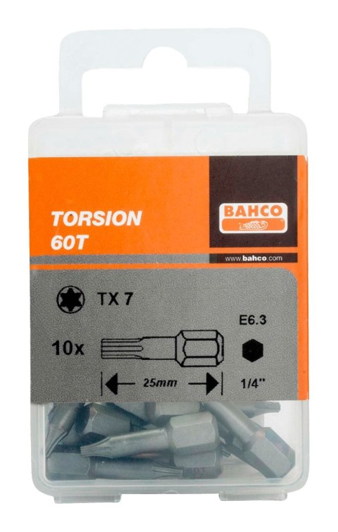 BAHCO Bit 1/4" Torsion do śrub TORX T7x5 mm, 10 szt. BAHCO