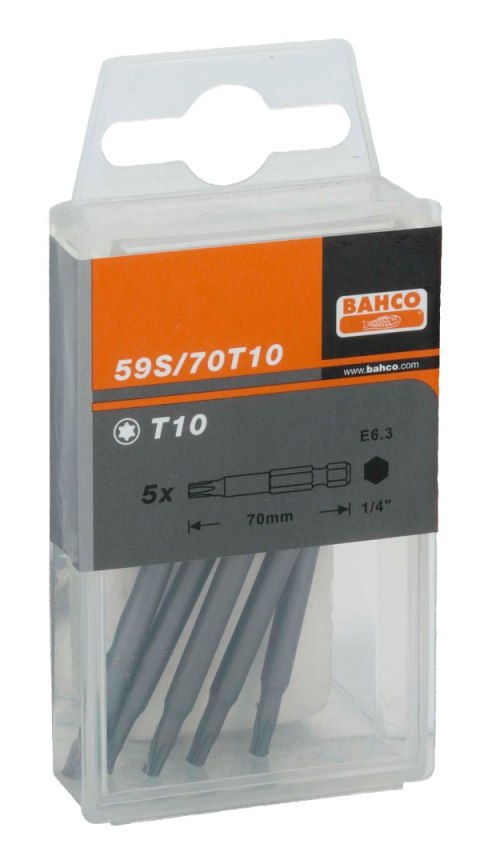 BAHCO Bit 1/4" do śrub TORX T10x70 mm, 5 szt. BAHCO