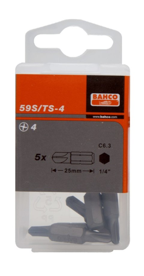 BAHCO Bit 1/4" do śrub Torq-Set R.0x25 mm, 5 szt. BAHCO