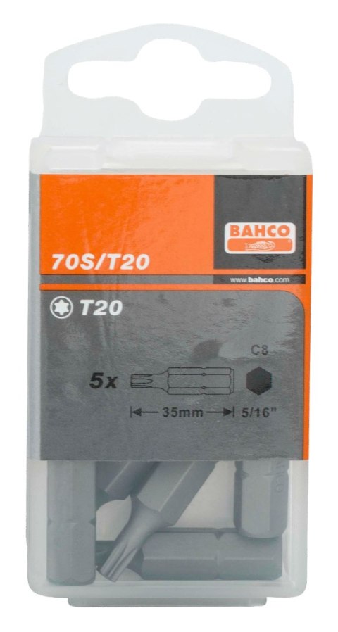 BAHCO Bit 5/16" do śrub TORX T20x35 mm, 5 szt. BAHCO