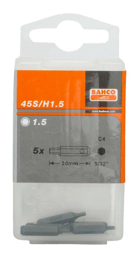 BAHCO Bit 5/32" imbusowy 1.5x20 mm, 5szt. BAHCO