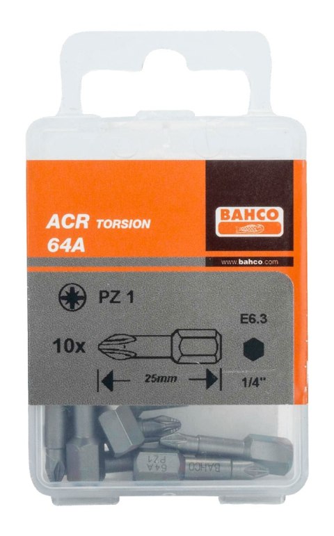 BAHCO Bit udarowy 1/4" Torsion ACR PZ1x25 mm, 10 szt. BAHCO