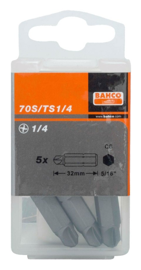 BAHCO Bit udarowy 5/16" TORQ-SET 1/4" x 32 mm, 5 szt. BAHCO