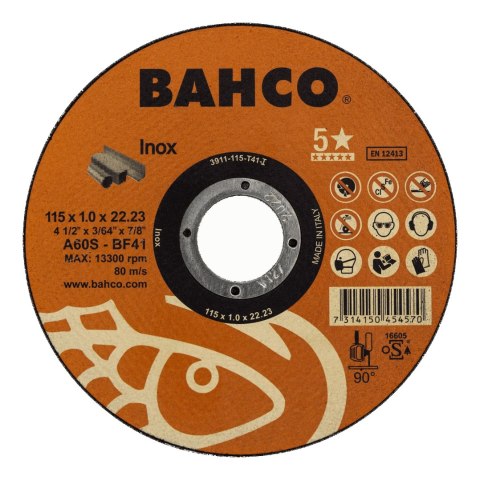 BAHCO Tarcza do cięcia Inox 115 x 1.0 x 22.23mm BAHCO (25 szt.) BAHCO Tarcza do cięcia Inox 115 x 1.0 x 22.23mm BAHCO (25 szt.)