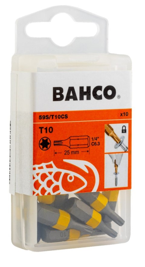 BAHCO Wiertła stożkowe TORX® T10 25 mm 1/4" sześciokątny BAHCO