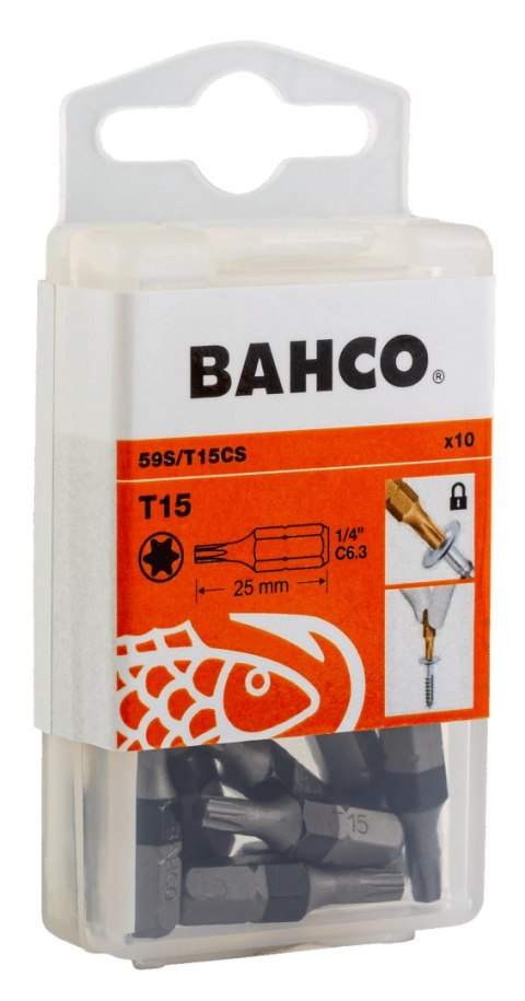 BAHCO Wkrętak stożkowe wiertło TORX® T15, 1/4" napęd, długość 25 mm BAHCO