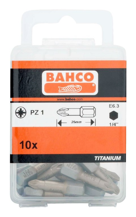 BAHCO Bit udarowy 1/4" powlekany TIN PZ3x25mm, 10 szt. BAHCO