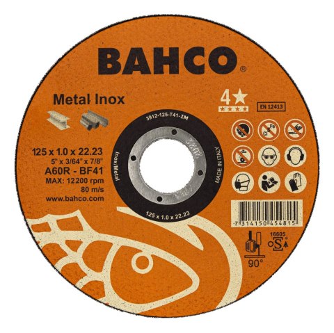 BAHCO Tarcza do cięcia stali nierdzewnej i metalu 125 x 1.0 x 22.23 mm seria 4* BAHCO (25 szt.)