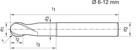 GÜHRING Frez trzpieniowy pełnowęglikowy kulisty z powłoką SIGNUM 12mm GÜHRING