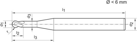 GÜHRING Frez trzpieniowy pełnowęglikowy kulisty z powłoką SIGNUM 3mm GÜHRING