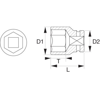 BAHCO Nasadka udarowa 3/8" 6-kątna 19 mm BAHCO