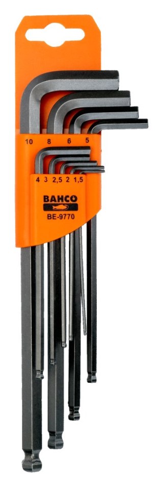 BAHCO Klucze imbusowe wydłużone z kulką metryczne 9 szt. w zestawie 1.5-10 mm BAHCO