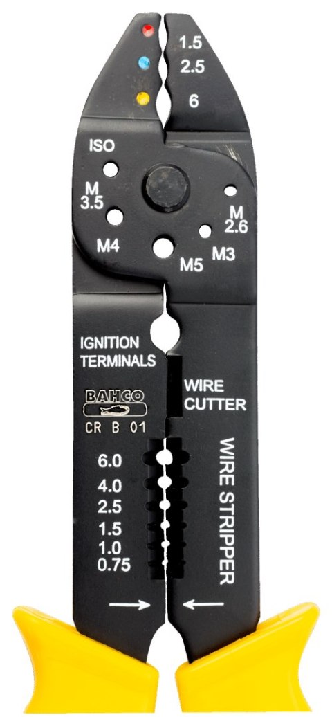 BAHCO Szczypce 220 mm do zagniatania brzegów 0.50-6.00 mm², przycinania i odizolowywania kabli 0.75-6.00 mm² BAHCO