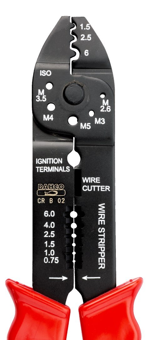 BAHCO Szczypce 220 mm do zagniatania brzegów 1.50-6.00 mm², przycinania i odizolowywania kabli 0.75-6.00 mm² BAHCO