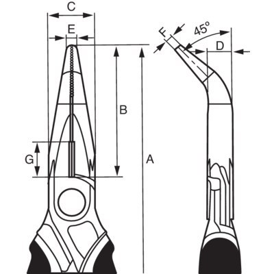 BAHCO Szczypce ERGO półokrągłe wygięte 45° 160mm BAHCO