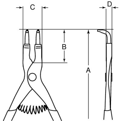 BAHCO Szczypce do pierścieni zewnętrznych, odgięte o 90°, 3-10 mm BAHCO