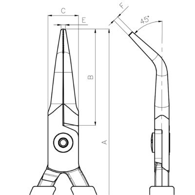 BAHCO Szczypce igłowe zagięte 45º 141 mm BAHCO