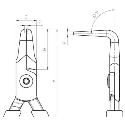 BAHCO Szczypce igłowe zagięte 90º 125 mm BAHCO