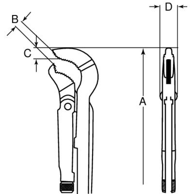 BAHCO Klucz do rur 1.1/2" 45° żaba, szczęki półokrągłe BAHCO