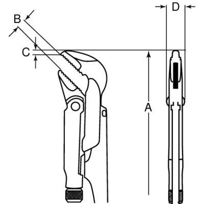 BAHCO Klucz do rur 1.1/2" 45° żaba, szczęki proste BAHCO