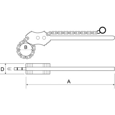 BAHCO Klucz do rur z łańcuchem 1110 mm średnica łańcucha 75 mm BAHCO