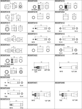 BAHCO Nasadka bitowa do zestawu do wyciągania alternatorów BE500P24 - M10, 113 mm, 1/2" BAHCO