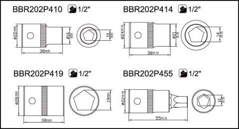BAHCO Oprawa pięciokątna 1/2" 14 mm do zestawu BBR202P4 BAHCO