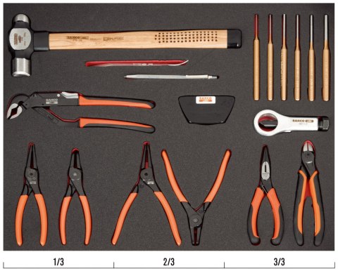 BAHCO Wkład narzędziowy: szczypce i narzędzia do pobijania, 18 elementów BAHCO