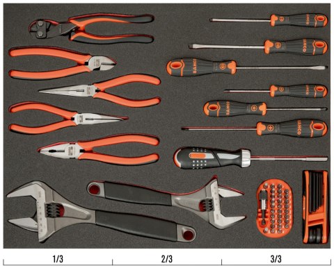 BAHCO Wkład narzędziowy: szczypce, wkrętaki, 16 elementów BAHCO